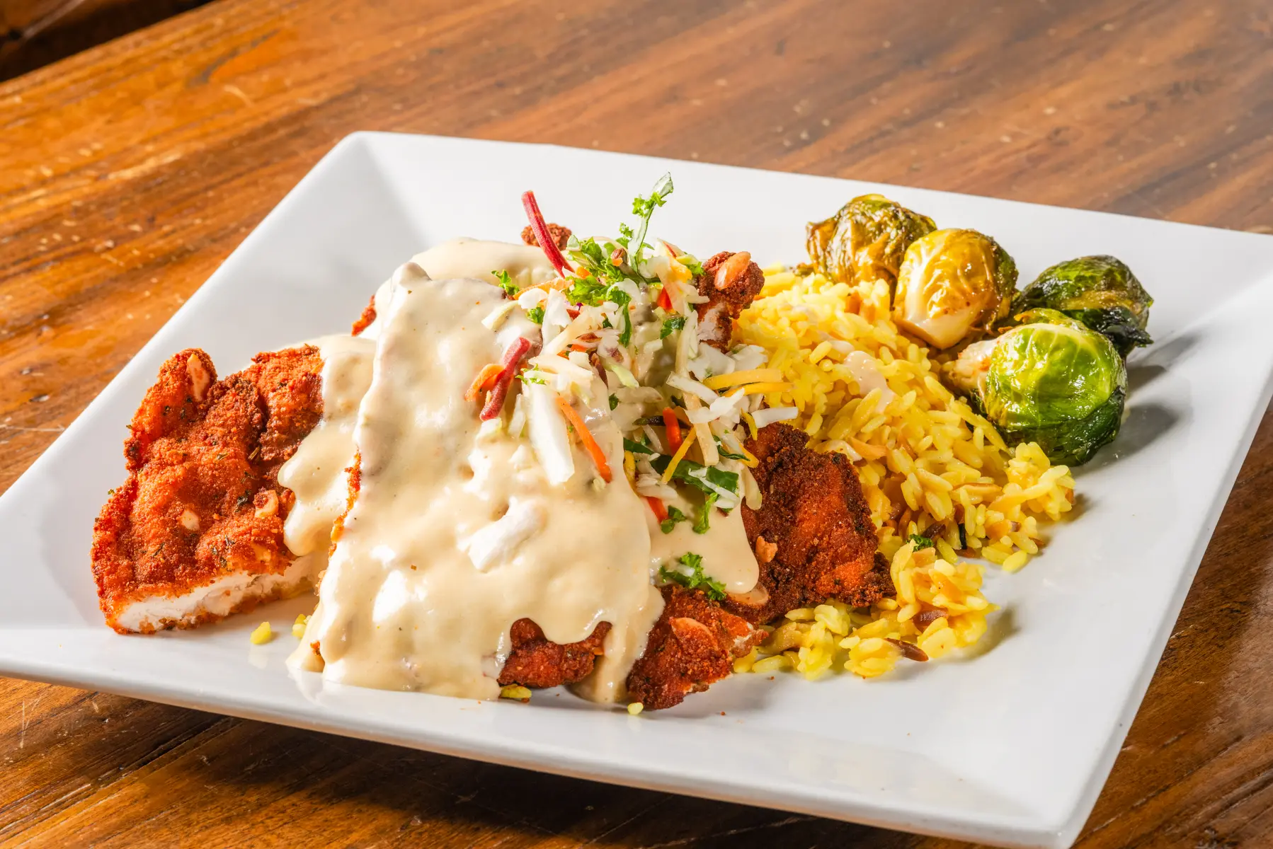 A plate of food on top of a table.